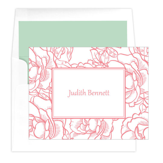 Floral Woodcut Folded Note Cards